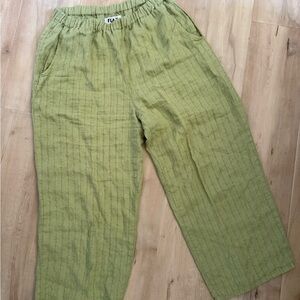 FLAX Green Linen Pants| Business Casual| LagenLook